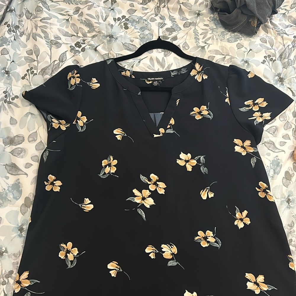 Hilary Radley Large Blouse Top Shirt Navy